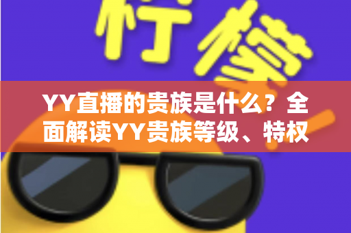 YY直播的贵族是什么？全面解读YY贵族等级、特权与理性消费指南