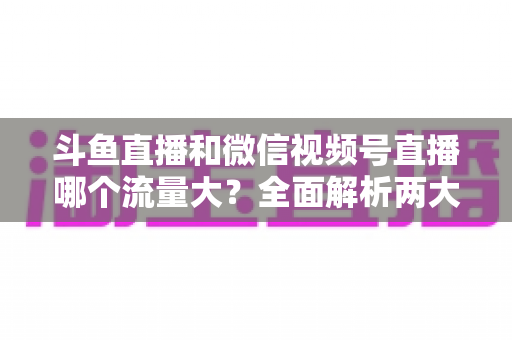 斗鱼直播和微信视频号直播哪个流量大？全面解析两大平台流量格局与创作者选择指南