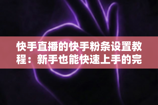 快手直播的快手粉条设置教程：新手也能快速上手的完整投放指南