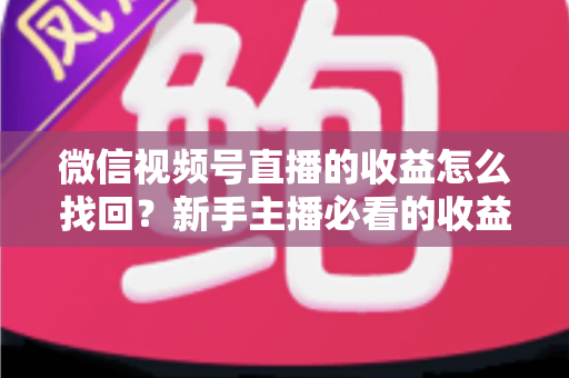 微信视频号直播的收益怎么找回？新手主播必看的收益查询与找回全攻略