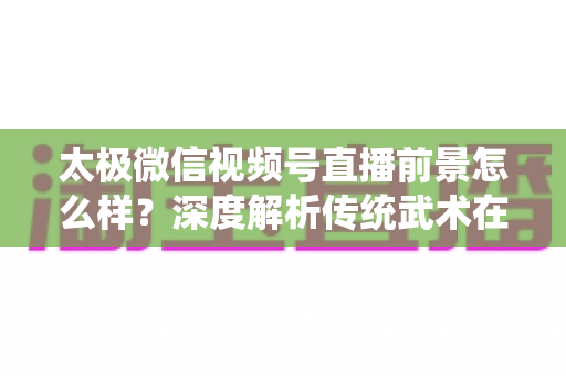 太极微信视频号直播前景怎么样？深度解析传统武术在短视频直播时代的机遇与挑战