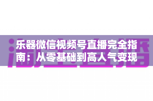 乐器微信视频号直播完全指南:从零基础到高人气变现的实战手册 乐器微信视频号直播完全指南:从零基础到高人气变现的实战手册